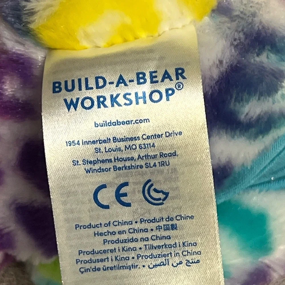 Build‎ a Bear Workshop Multicolor Tie Dye Leopard Plush Bear Blue Shirt Bandana